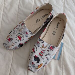 TOMS Holiday Cats Flats